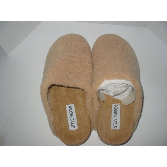 Steve Madden Women's Cozy Tan Fuzzy Slippers - Size 6 - Picture 2 of 5